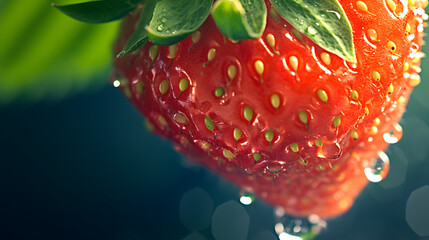 Wall Mural - macro shot of strawberry