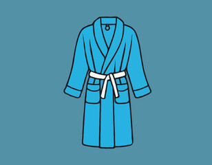 Bathrobe vector isolated on white background. Cartoon style blue bath robe