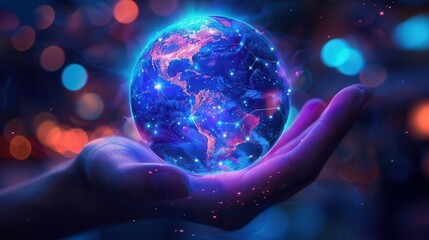 luminous earth network global connectivity in the palm of your hand digital art