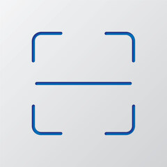 Scan code simple icon vector. Flat design. Paper cut design. Cutted blue symbol with shadow. Gray background