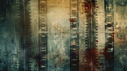 Grunge filmstrip texture with red stains and scratches