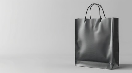 Poster - Grey shopping bag mockup with blank space on plain backdrop