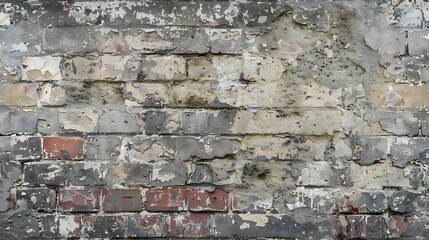 Wall Mural - A close-up image of weathered brick wall with peeling paint and rough texture, adding character and depth to any design composition