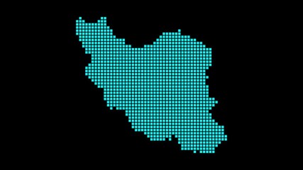 Wall Mural - Iran digital map. Map of Iran in dotted style. Shape of the country filled with rectangles. Elegant video.