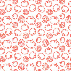 tomato line icons seamless pattern