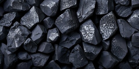 The Common Fossil Fuel Anthracite Coals with Textured Surface and Deep Black Color. Concept Anthracite Coal, Fossil Fuel, Textured Surface, Deep Black Color, Fuel Source