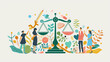 © Cavad - A concept of health equity and balance compared to medical equality, depicted with tiny people. Illustrating justice and fair availability systems for society and community through vector illustration
