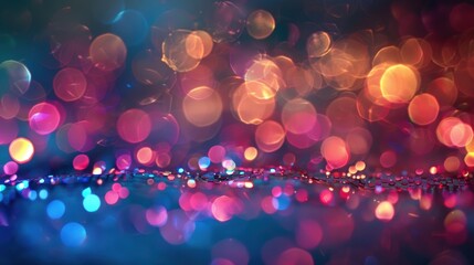 Wall Mural - Colorful bokeh lights reflecting on water