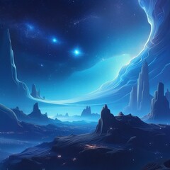 Canvas Print - Wide blue nebula starry sky technology sci-fi background material