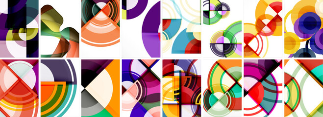 Wall Mural - Set of trendy colorful circle geometric posters or abstract backgrounds. Vector Illustration For Wallpaper, Banner, Background, Card, Book Illustration, landing page