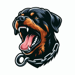 Strong and Playful Rottweiler Guard Dog: Beautiful Purebred Animal Portrait - Isolated Cartoon Graphic of a Cute Black and Brown Pet