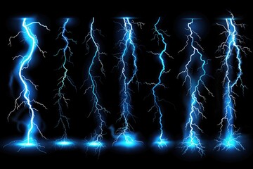 Wall Mural - a collection of lightning flashes on a dark, textured background