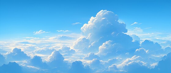 Wall Mural - The sky is blue and cloudy. Anime background