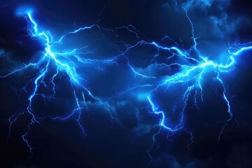 Wall Mural - a group of lightning flashes in the dark sky, ideal for use in weather or storm related contexts