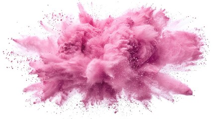 Poster - A colorful explosion of pink powder on a clean white background