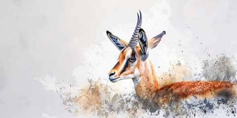 Wall Mural - A single gazelle standing on a plain white background, making it easy to isolate from any surrounding environment