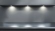 © BraveSpirit - Empty silver steel countertop shelf with overhead lighting