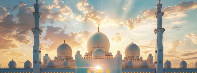 Beautiful mosque dome in sunny weather in the morning. AI generated illustration