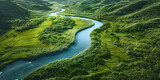 "Aerial View of Serene River Valley"
"Winding River Through Lush Green Landscape"