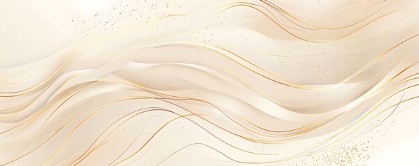 Wall Mural - luxury background with golden lines and waves vector illustration, light beige background, light gol