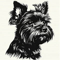 Wall Mural - A black and white drawing of a yorkshire terrier dog