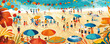 © AI_images - A vibrant beach party background with colorful umbrellas, lively crowds, and the textures of warm sand and festive decorations, creating a joyful and dynamic coastal celebration.