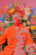 © ADDICTIVE STOCK - Fashion editorial of surreal portrait with vibrant floral overlay. Generative AI image