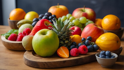 Canvas Print - Various fruits on the table in the kitchen