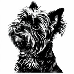 Wall Mural - A black and white drawing of a yorkshire terrier dog