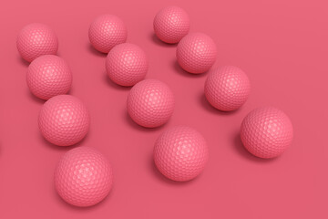 Wall Mural - Set of golf ball lying in row on monochrome background