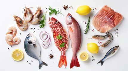 Wall Mural - Assortment of Fresh Seafood for Cooking