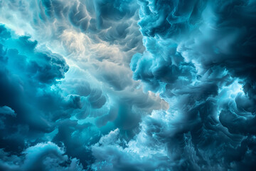 Wall Mural - The sky is filled with clouds and the colors are blue and white