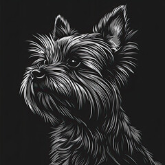 Wall Mural - A black and white drawing of a yorkshire terrier dog