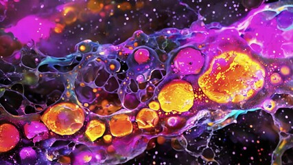 Wall Mural - Tiny brightlycolored droplets suspended in the cytoplasm packed with pigments for light absorption.