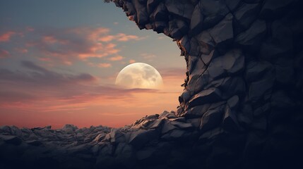 Canvas Print - moon rising at dusk