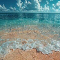 Canvas Print - Clear Blue Waters Meet Sandy Shore on a Sunny Day