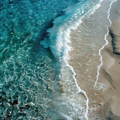 Canvas Print - Clear Blue Water Meeting Sandy Beach Shore
