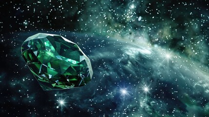 Gem of extraterrestrial origin in space, natural resource from another planet in outer space