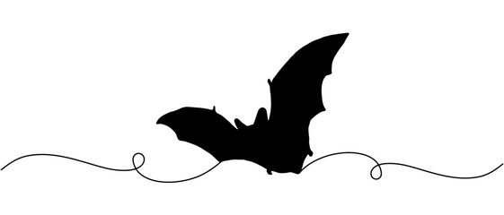 Wall Mural - Vector silhouette illustration of a bat with lines
