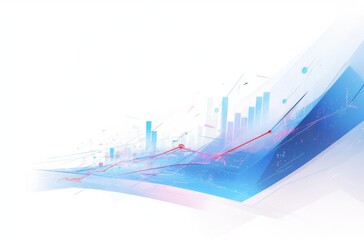 Animated Stock Market Trends Graph on White Background with Blue and Red Data