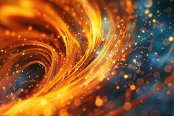 Wall Mural - abstract orange swirls with sparkling bokeh lights