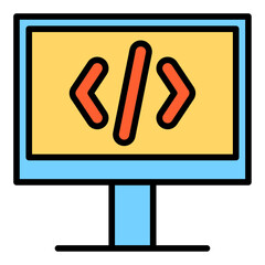 Coding colored outline icon vector for mobile app, website, logo and presentation design.