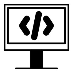 Coding glyph icon vector for mobile app, website, logo and presentation design.