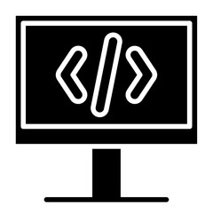 Coding solid icon vector for mobile app, website, logo and presentation design.