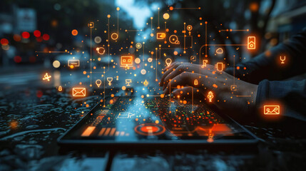 Wall Mural - data science. digital technology. computer programmer using digital tablet computer with ai, cyber s