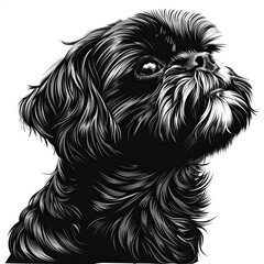 Canvas Print - A black and white drawing of a shih tzu dog