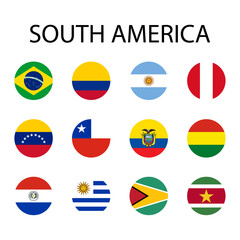 Poster - Round flags of South America countries