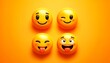 © ANDREY PROFOTO - Cute yellow emojis on orange background