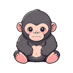 Wall Mural - A cartoon of a baby monkey with a sad expression