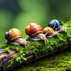 snail on a green leaf